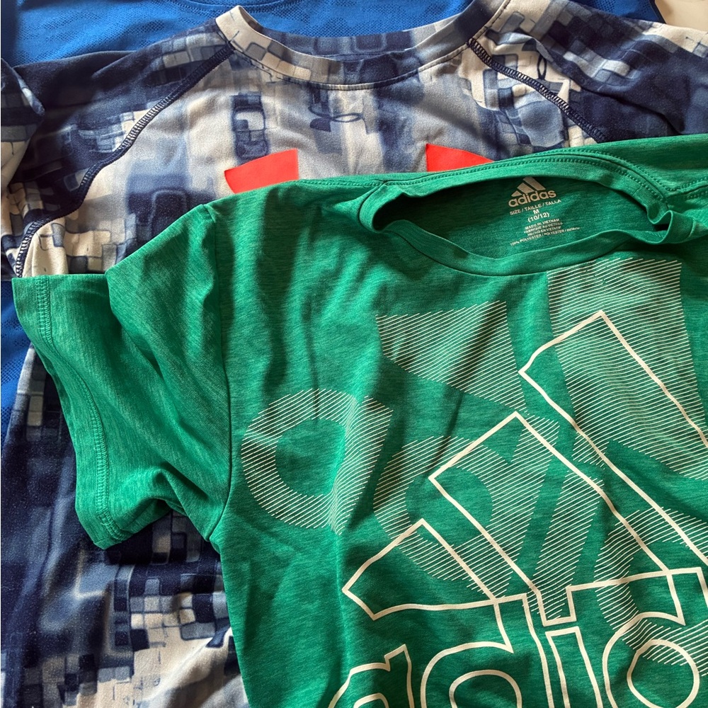 Lot of 3 Athletic shirts for Boys, Size Medium, 10-12, Adidas and other brands